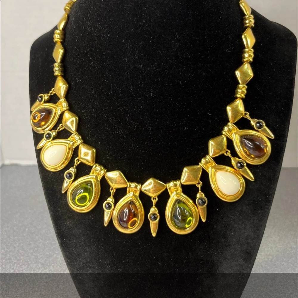 Monet 1980s Gripoix Couture Gold Plated Necklace